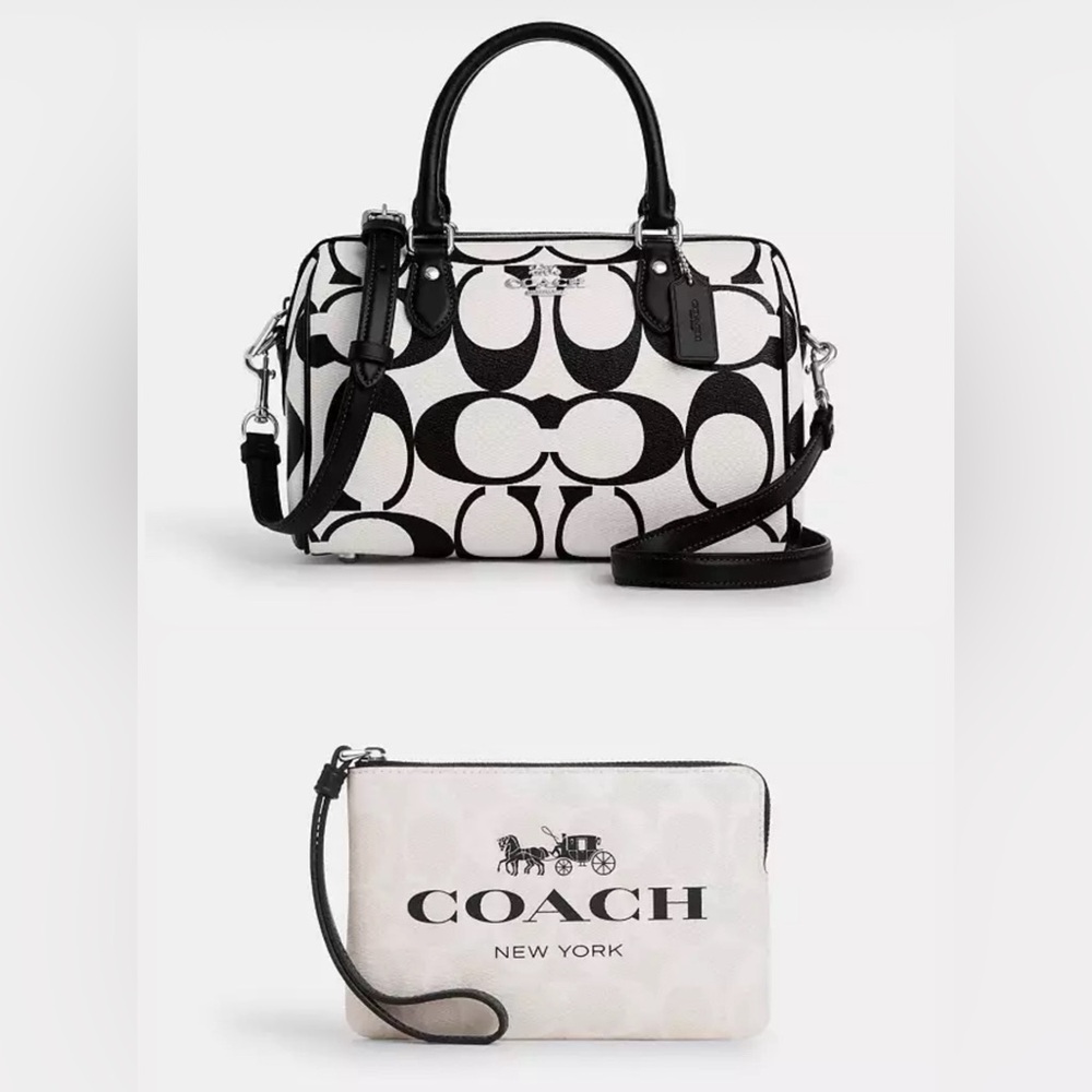 🖤🤍Coach Rowan Satchel & Wristlet 🤍🖤